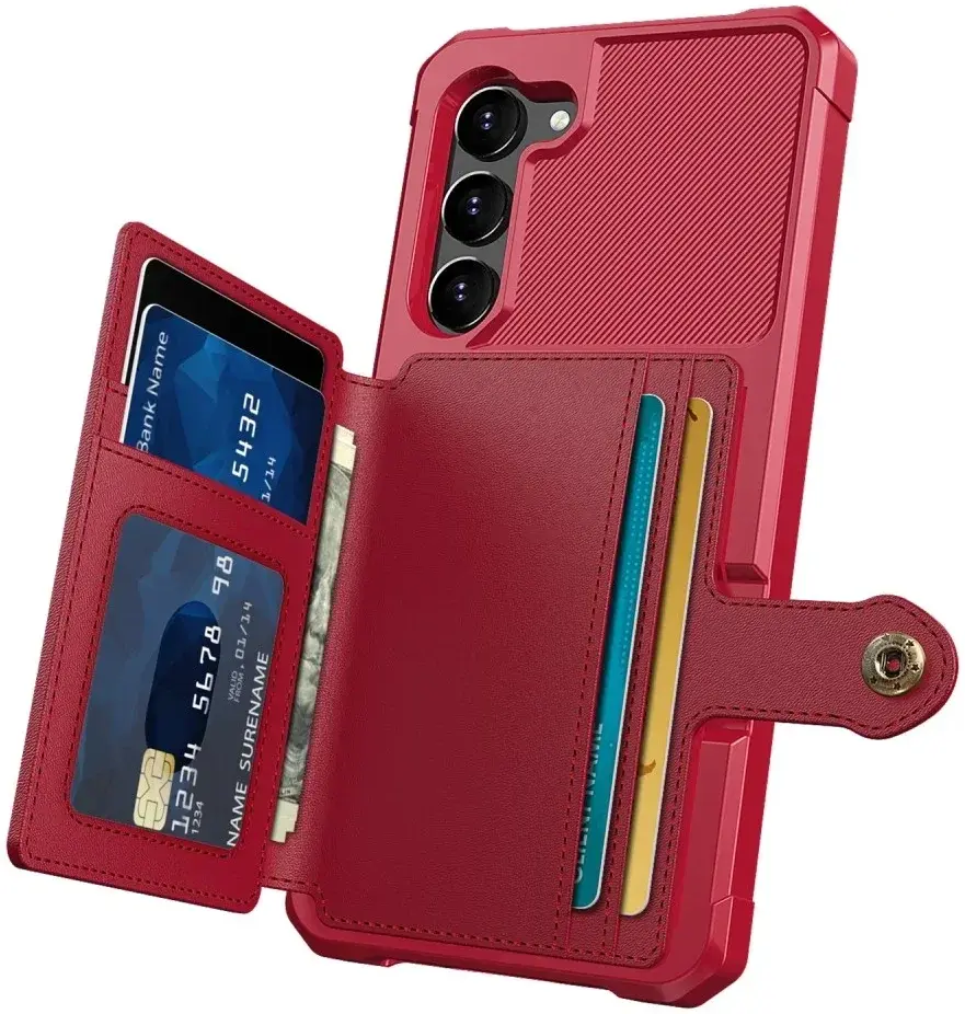 Samsung S23 Plus 3 in 1 Back Cover Portemonnee Hoesje Rood afbeelding 7