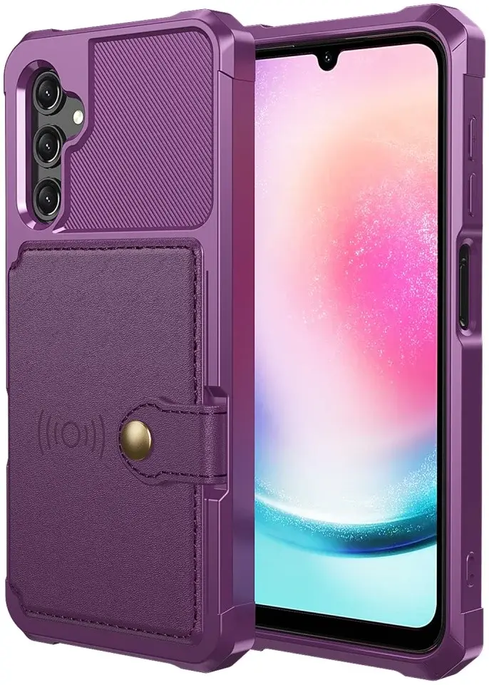 Samsung Galaxy A25 3 in 1 Back Cover Portemonnee Hoesje Paars afbeelding 2