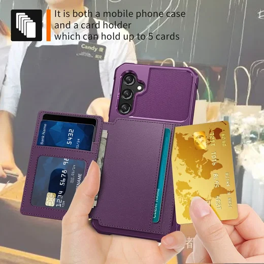 Samsung Galaxy A25 3 in 1 Back Cover Portemonnee Hoesje Paars afbeelding 5