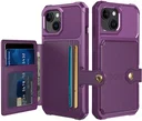 Apple iPhone 15 3 in 1 Back Cover Portemonnee Hoesje Paars