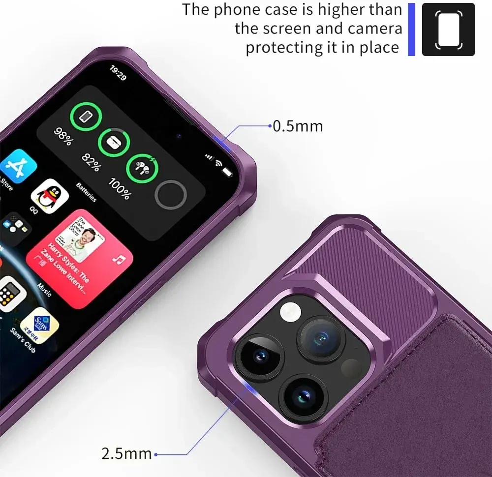Apple iPhone 15 Pro 3 in 1 Back Cover Portemonnee Hoesje Paars afbeelding 10