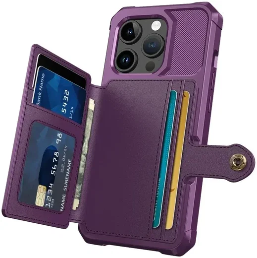 Apple iPhone 15 Pro 3 in 1 Back Cover Portemonnee Hoesje Paars afbeelding 5