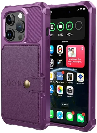 Apple iPhone 15 Pro Max 3 in 1 Back Cover Portemonnee Hoesje Paars afbeelding 2