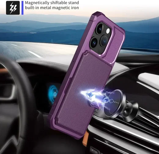 Apple iPhone 15 Pro Max 3 in 1 Back Cover Portemonnee Hoesje Paars afbeelding 6