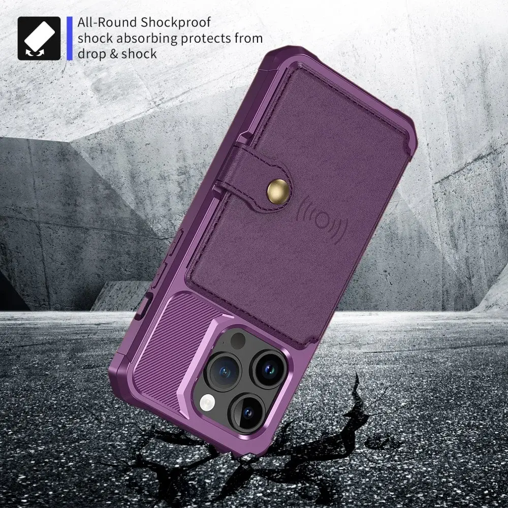 Apple iPhone 15 Pro Max 3 in 1 Back Cover Portemonnee Hoesje Paars afbeelding 8