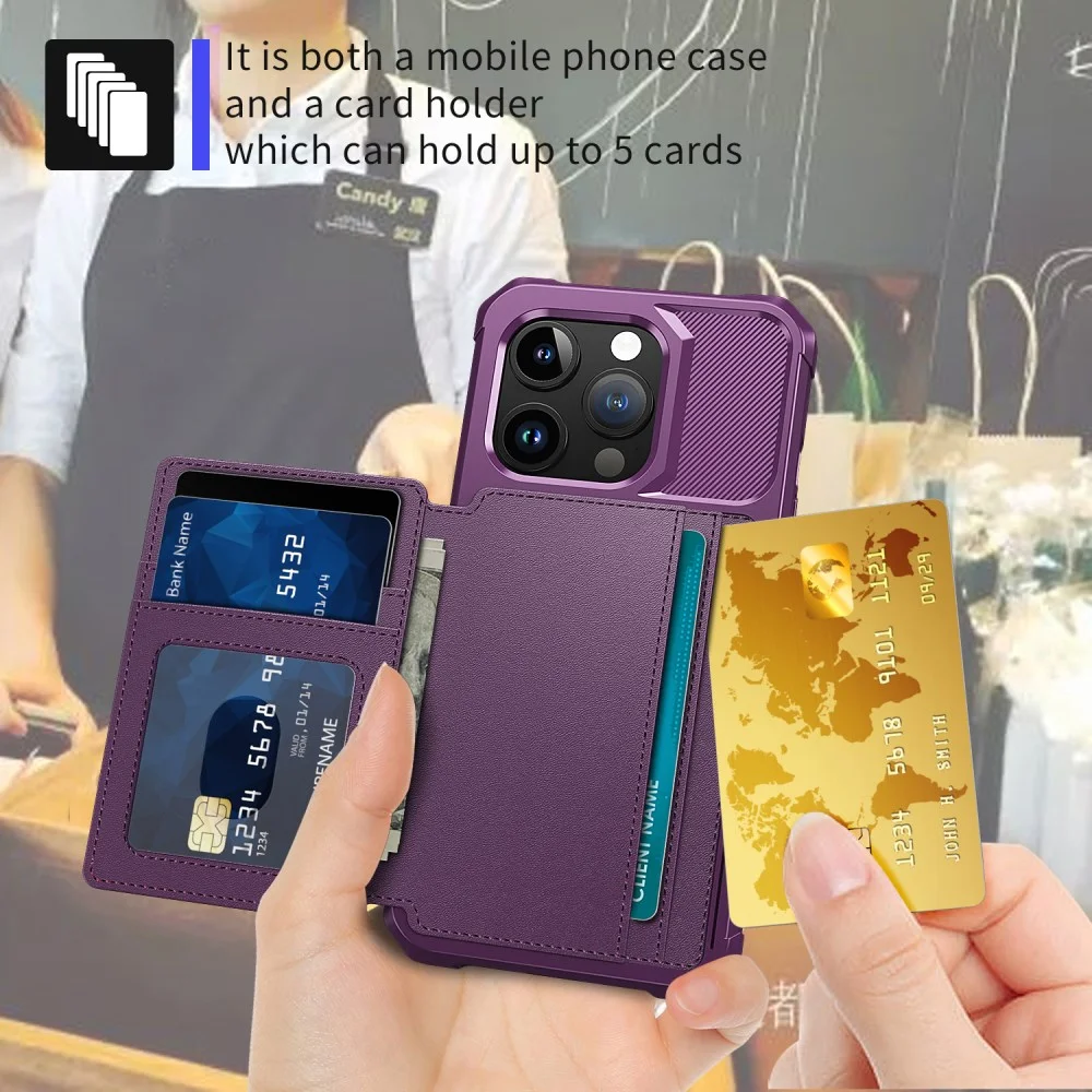 Apple iPhone 15 Pro Max 3 in 1 Back Cover Portemonnee Hoesje Paars afbeelding 9