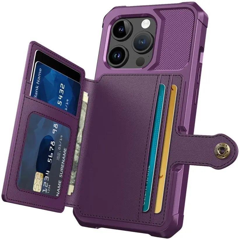 Apple iPhone 15 Pro Max 3 in 1 Back Cover Portemonnee Hoesje Paars afbeelding 5