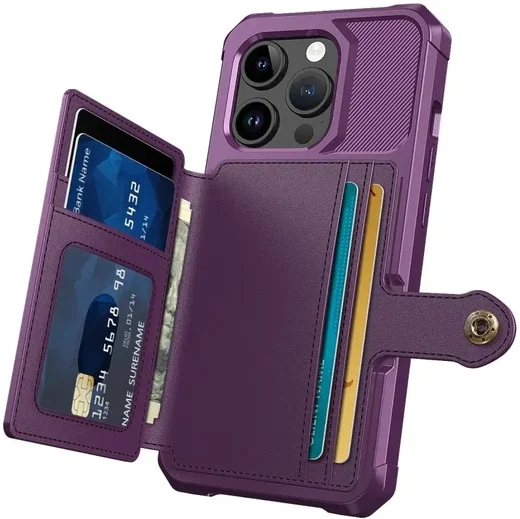 Apple iPhone 15 Pro Max 3 in 1 Back Cover Portemonnee Hoesje Paars afbeelding 5