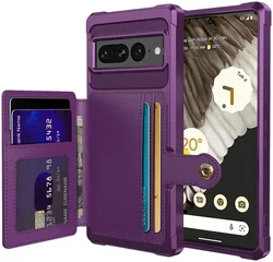 Google Pixel 7 Pro 3 in 1 Back Cover Portemonnee Hoesje Paars afbeelding