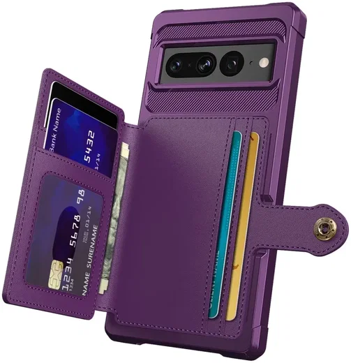 Google Pixel 7 Pro 3 in 1 Back Cover Portemonnee Hoesje Paars afbeelding 2