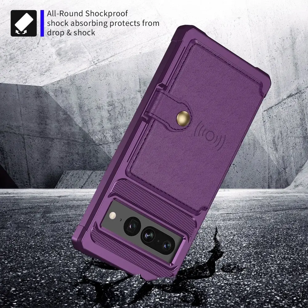 Google Pixel 7 Pro 3 in 1 Back Cover Portemonnee Hoesje Paars afbeelding 8