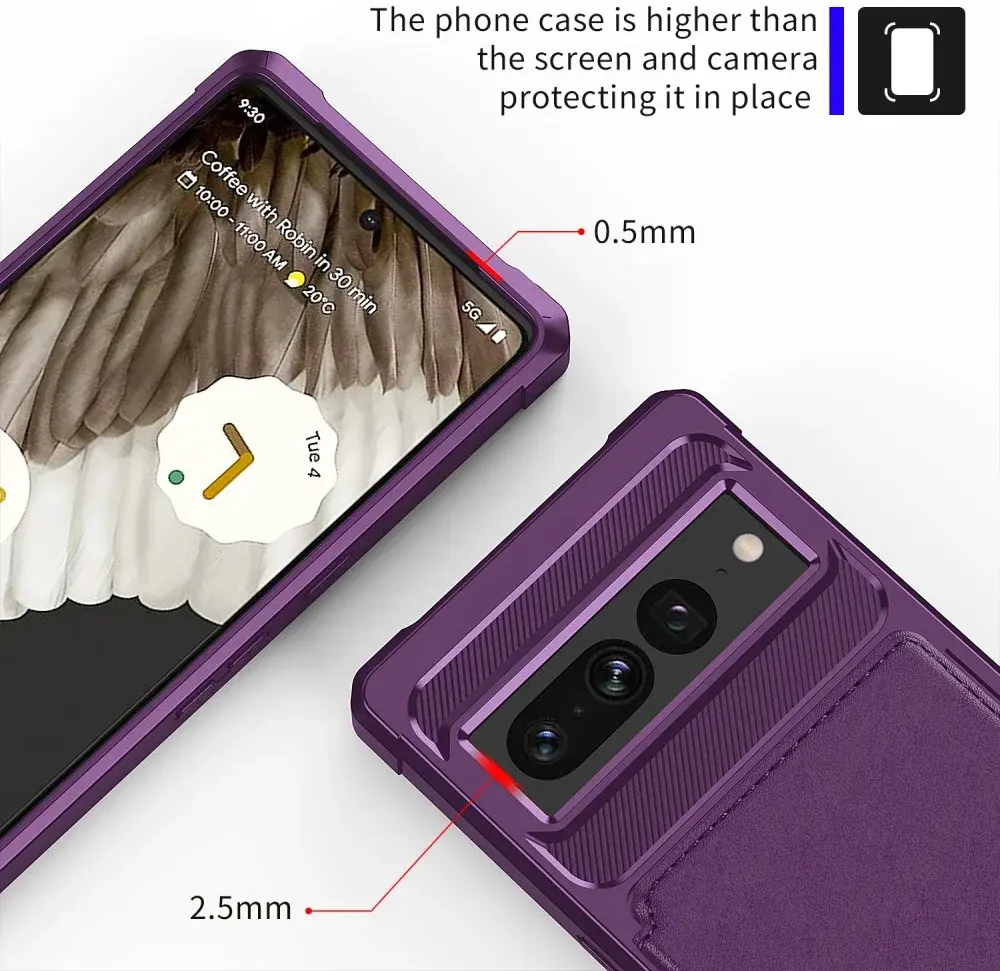 Google Pixel 7 Pro 3 in 1 Back Cover Portemonnee Hoesje Paars afbeelding 9