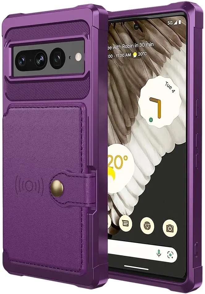 Google Pixel 7 Pro 3 in 1 Back Cover Portemonnee Hoesje Paars afbeelding 3