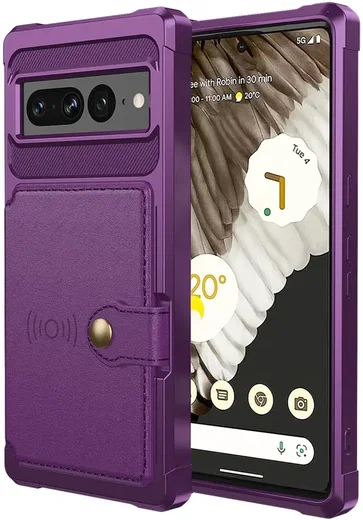 Google Pixel 7 Pro 3 in 1 Back Cover Portemonnee Hoesje Paars afbeelding 3