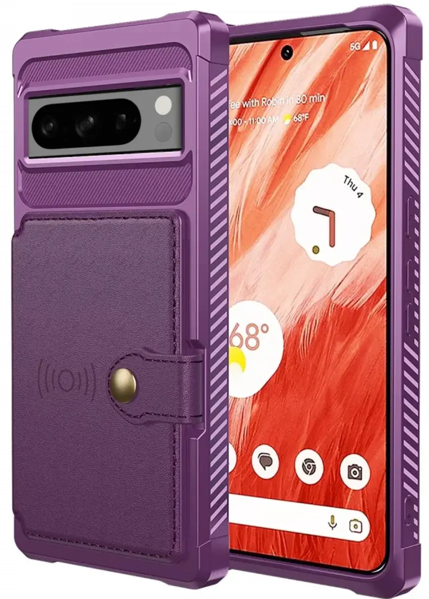 Google Pixel 8 Pro 3 in 1 Back Cover Portemonnee Hoesje Paars afbeelding 2