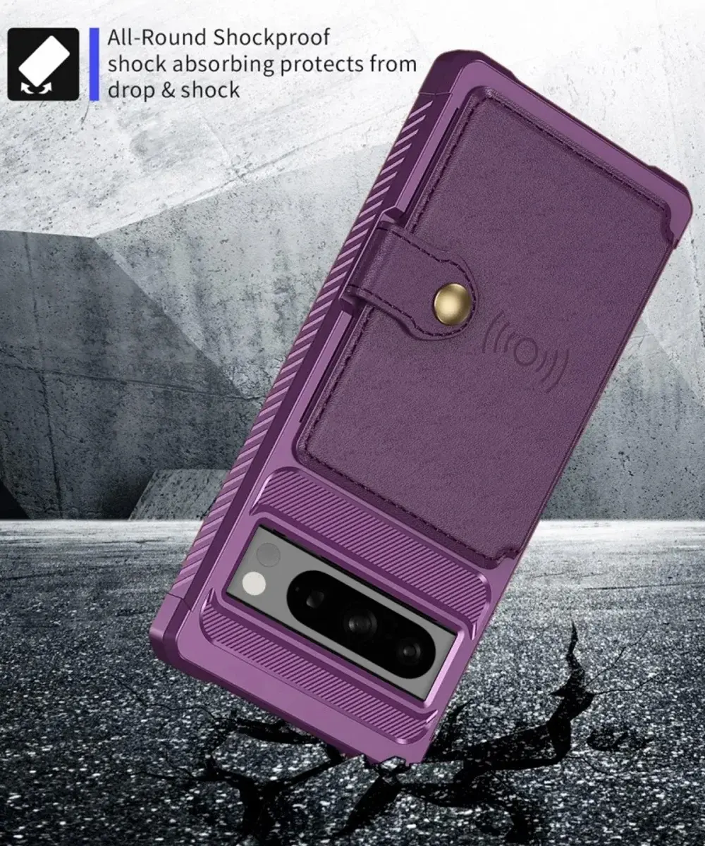 Google Pixel 8 Pro 3 in 1 Back Cover Portemonnee Hoesje Paars afbeelding 7