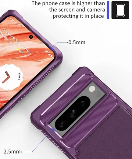 Google Pixel 8 Pro 3 in 1 Back Cover Portemonnee Hoesje Paars afbeelding 8
