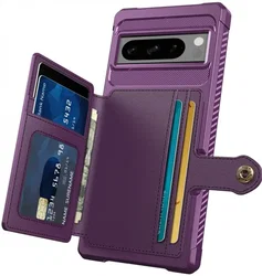 Google Pixel 8 Pro 3 in 1 Back Cover Portemonnee Hoesje Paars afbeelding