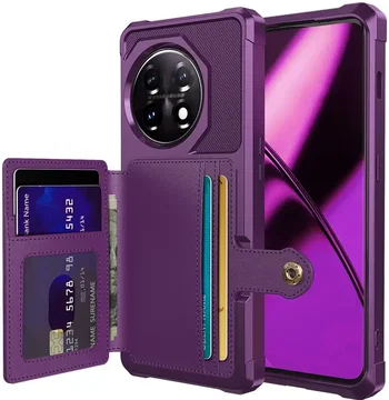 OnePlus 11 3 in 1 Back Cover Portemonnee Hoesje Paars