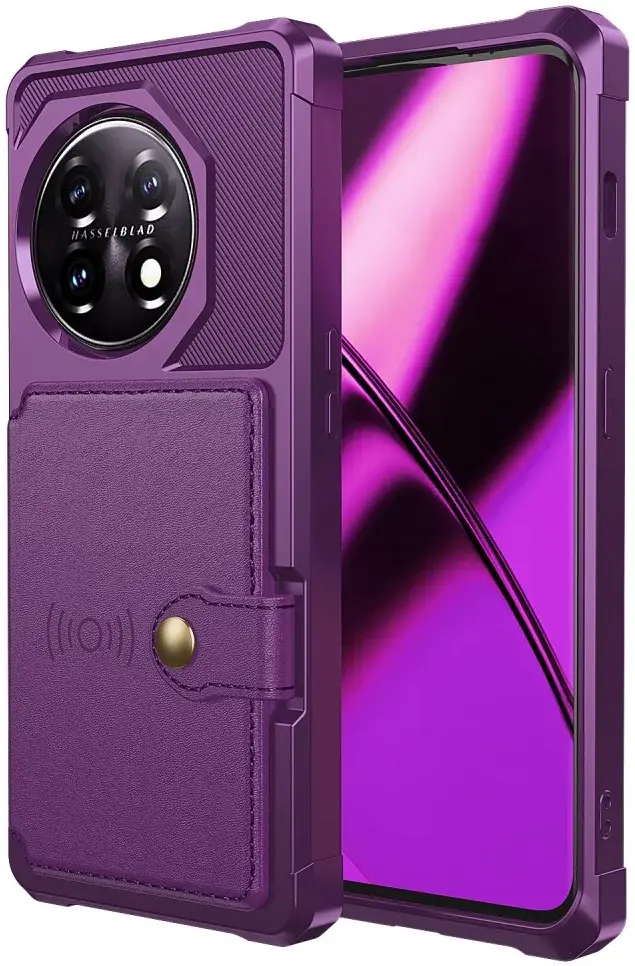 OnePlus 11 3 in 1 Back Cover Portemonnee Hoesje Paars afbeelding 3