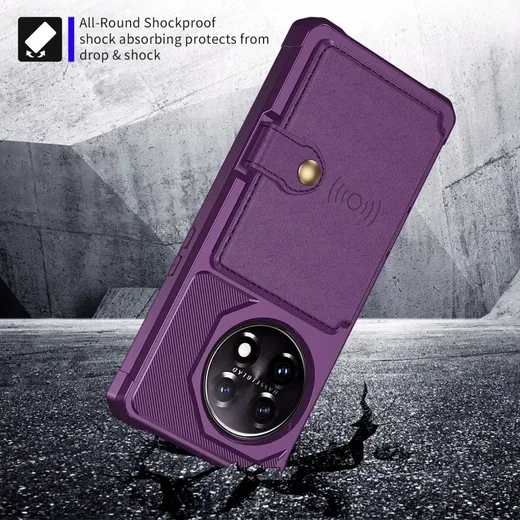 OnePlus 11 3 in 1 Back Cover Portemonnee Hoesje Paars afbeelding 6