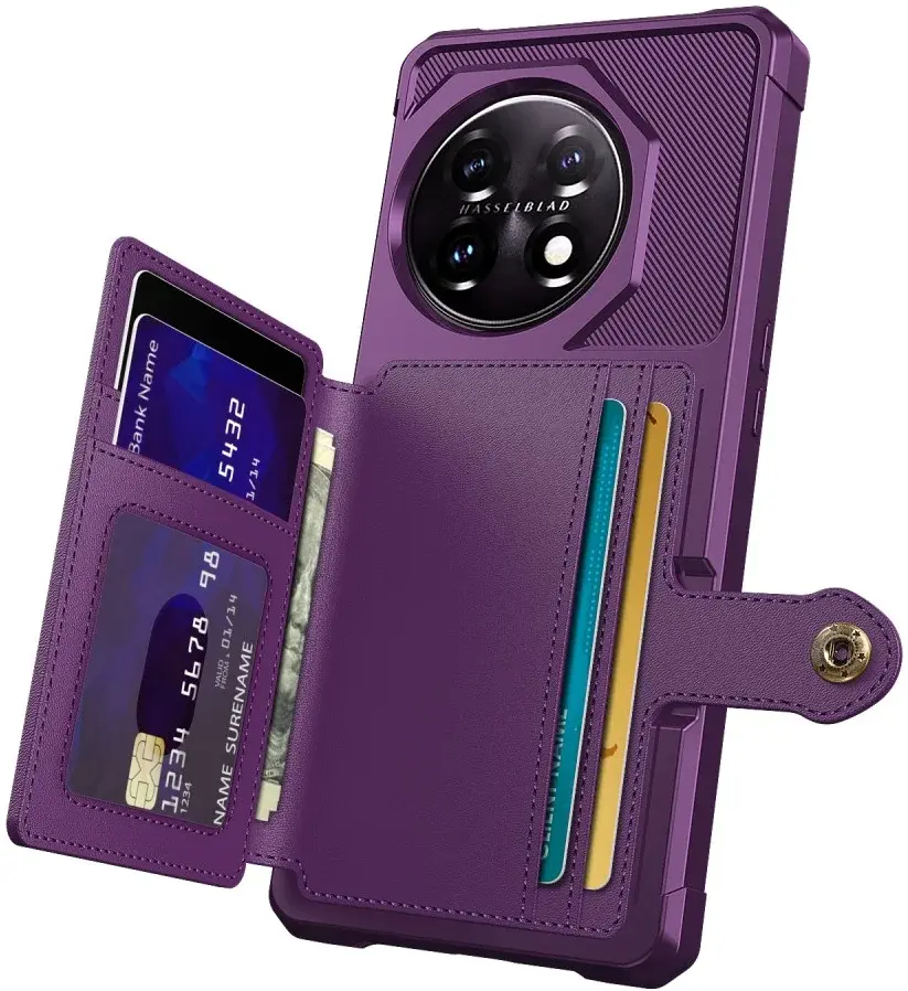 OnePlus 11 3 in 1 Back Cover Portemonnee Hoesje Paars afbeelding 2