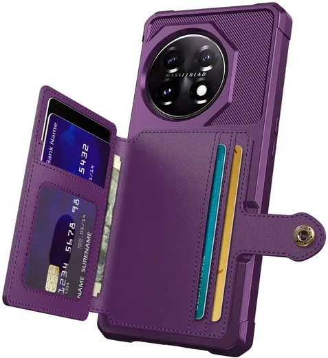 OnePlus 11 3 in 1 Back Cover Portemonnee Hoesje Paars afbeelding 2