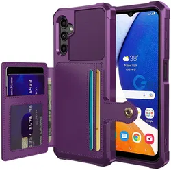 Samsung Galaxy A14 3 in 1 Back Cover Portemonnee Hoesje Paars afbeelding