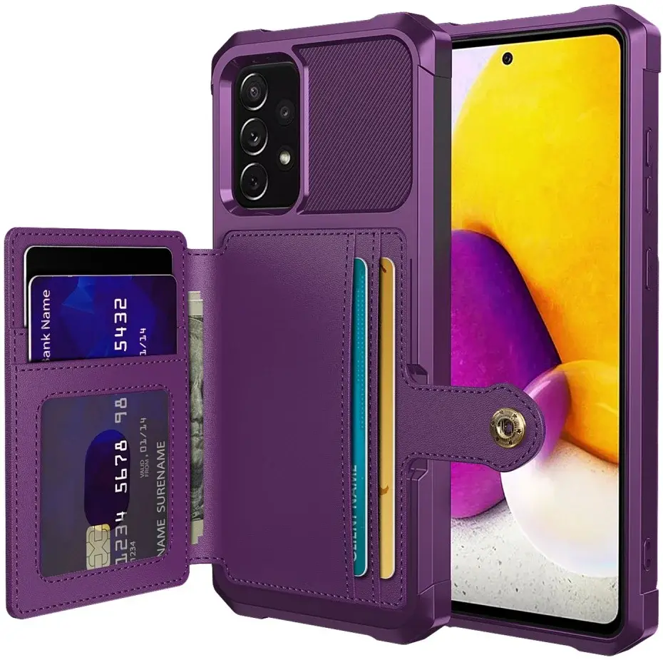 Samsung Galaxy A52 / A52S 3 in 1 Back Cover Portemonnee Hoesje Paars afbeelding 1