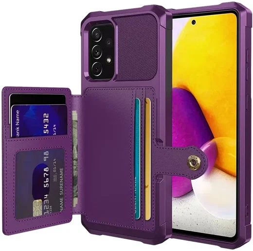 Samsung Galaxy A52 / A52S 3 in 1 Back Cover Portemonnee Hoesje Paars afbeelding 1