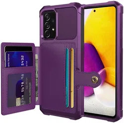 Samsung Galaxy A52 / A52S 3 in 1 Back Cover Portemonnee Hoesje Paars afbeelding