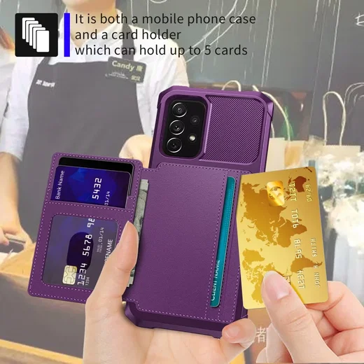 Samsung Galaxy A52 / A52S 3 in 1 Back Cover Portemonnee Hoesje Paars afbeelding 4