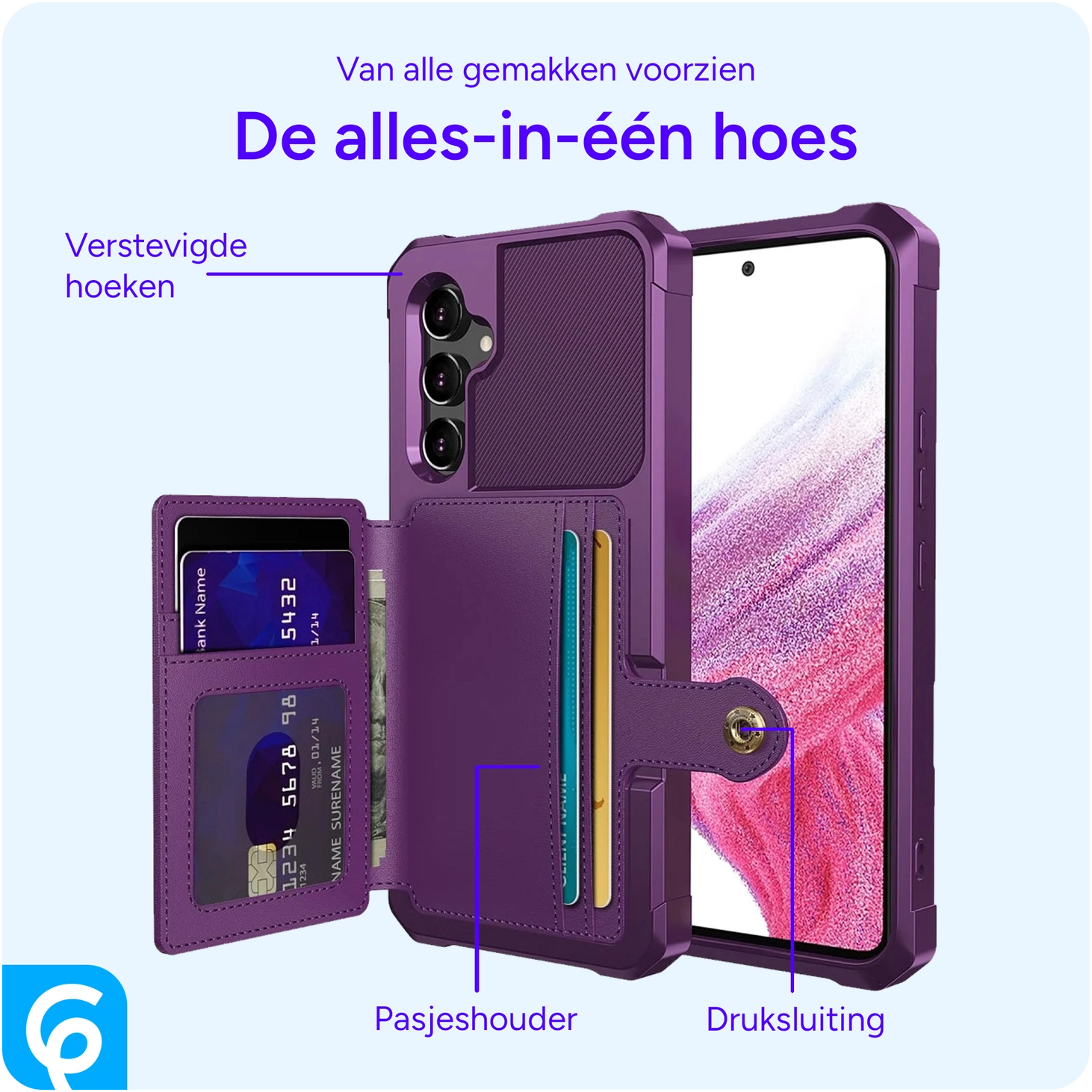 Samsung Galaxy A54 3 in 1 Back Cover Portemonnee Hoesje Paars afbeelding 8
