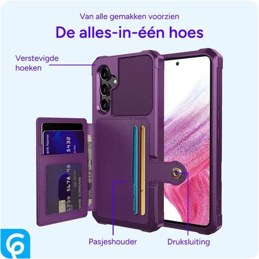 Samsung Galaxy A54 3 in 1 Back Cover Portemonnee Hoesje Paars afbeelding 8