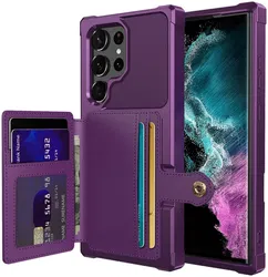 Samsung Galaxy S23 Ultra 3 in 1 Back Cover Portemonnee Hoesje Paars afbeelding