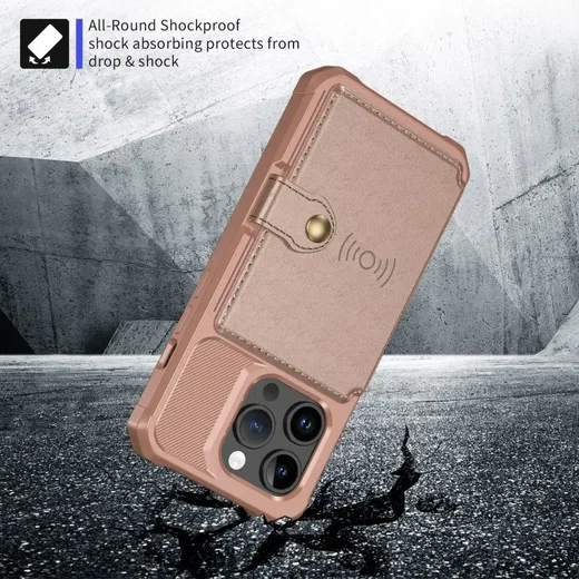 Apple iPhone 15 Pro 3 in 1 Back Cover Portemonnee Hoesje Roze afbeelding 8