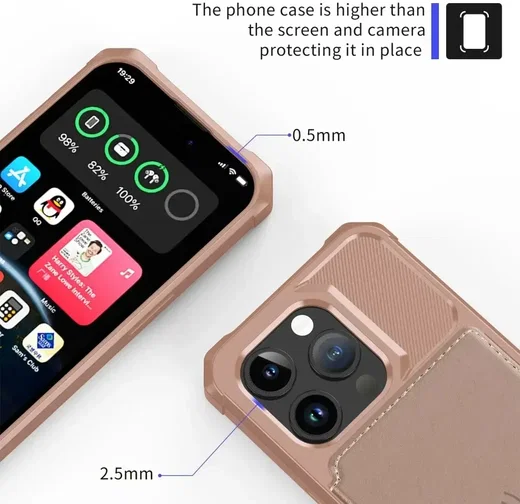 Apple iPhone 15 Pro 3 in 1 Back Cover Portemonnee Hoesje Roze afbeelding 10