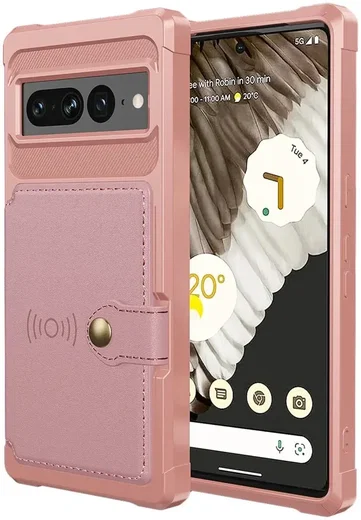 Google Pixel 7 Pro 3 in 1 Back Cover Portemonnee Hoesje Roze afbeelding 2