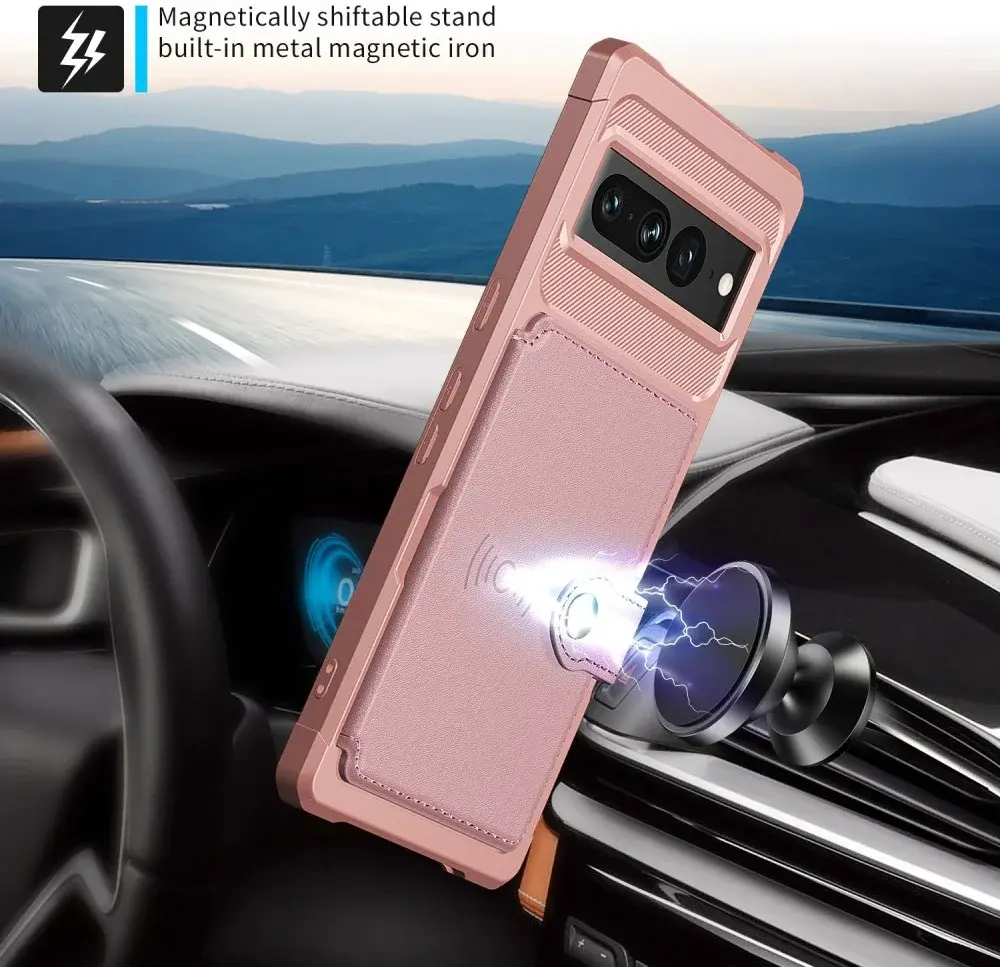 Google Pixel 7 Pro 3 in 1 Back Cover Portemonnee Hoesje Roze afbeelding 5