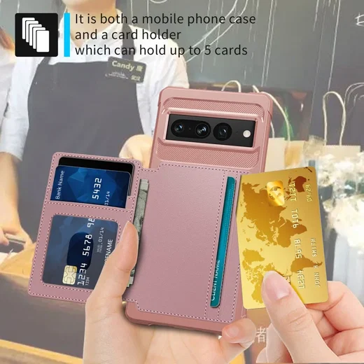 Google Pixel 7 Pro 3 in 1 Back Cover Portemonnee Hoesje Roze afbeelding 8