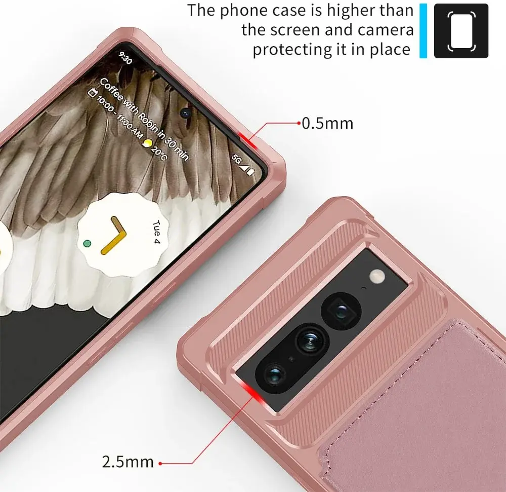 Google Pixel 7 Pro 3 in 1 Back Cover Portemonnee Hoesje Roze afbeelding 9