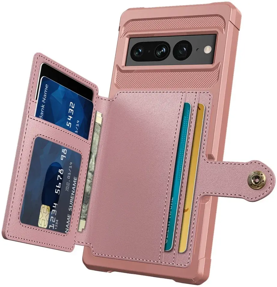 Google Pixel 7 Pro 3 in 1 Back Cover Portemonnee Hoesje Roze afbeelding 3