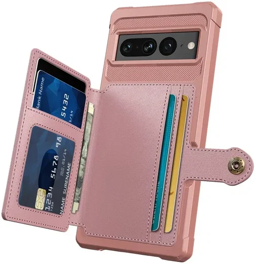 Google Pixel 7 Pro 3 in 1 Back Cover Portemonnee Hoesje Roze afbeelding 3