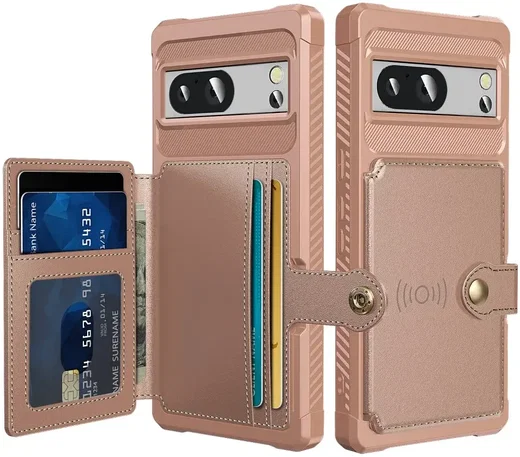 Google Pixel 8 Pro 3 in 1 Back Cover Portemonnee Hoesje Roze afbeelding 2