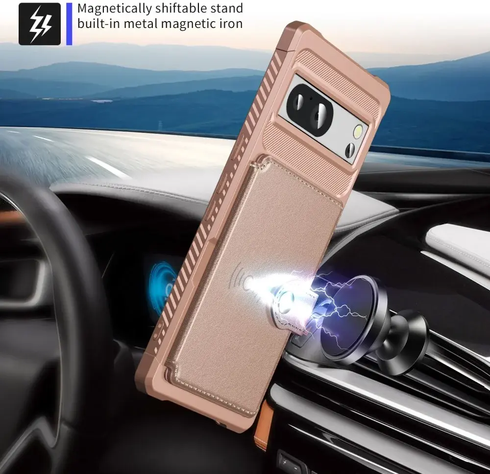 Google Pixel 8 Pro 3 in 1 Back Cover Portemonnee Hoesje Roze afbeelding 6