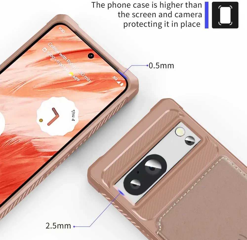Google Pixel 8 Pro 3 in 1 Back Cover Portemonnee Hoesje Roze afbeelding 9