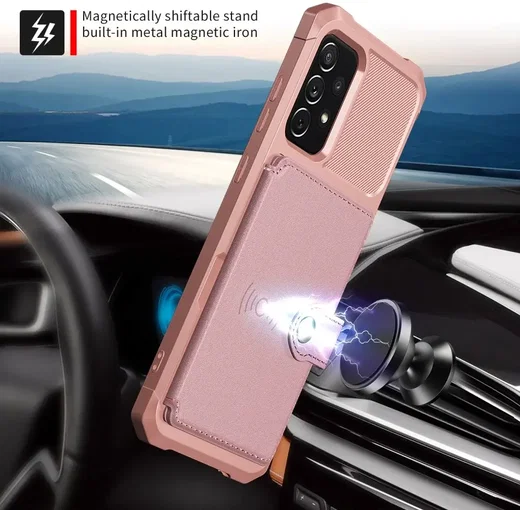 Samsung Galaxy A52 / A52S 3 in 1 Back Cover Portemonnee Hoesje Roze afbeelding 4