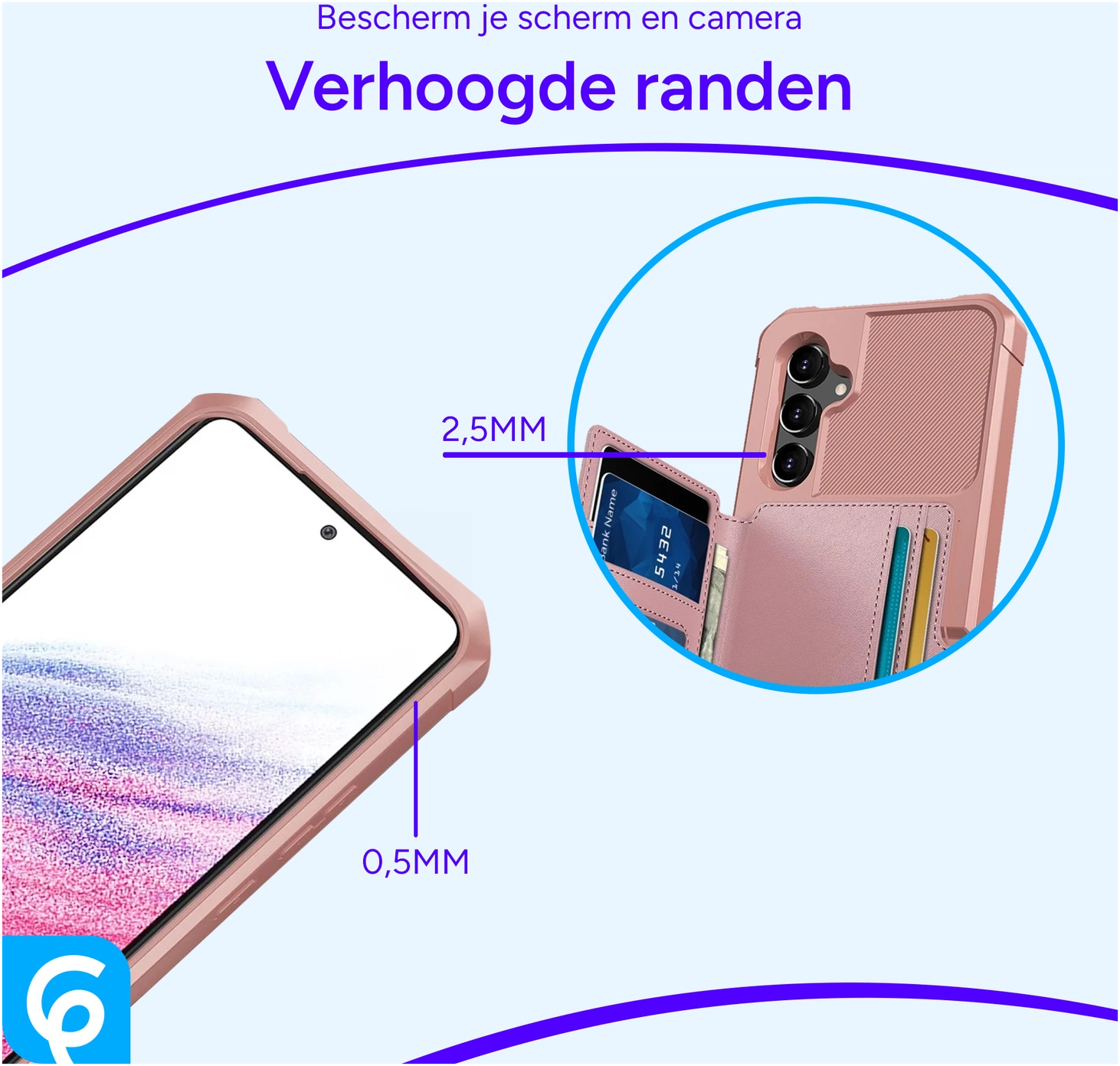 Samsung Galaxy A54 3 in 1 Back Cover Portemonnee Hoesje Roze afbeelding 8
