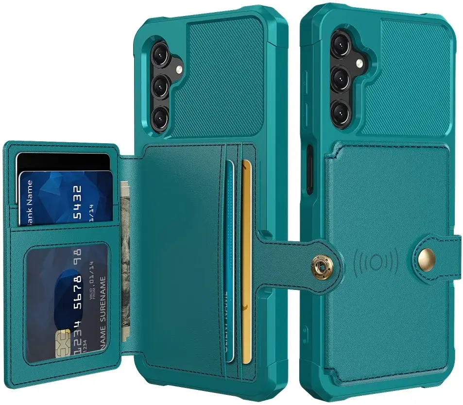 Samsung Galaxy A25 3 in 1 Back Cover Portemonnee Hoesje Groen afbeelding 1
