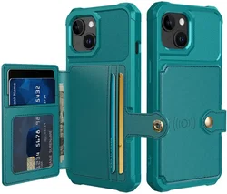 Apple iPhone 15 3 in 1 Back Cover Portemonnee Hoesje Groen afbeelding
